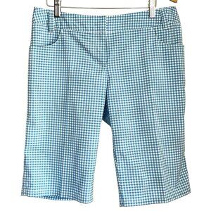 NWOT ADIDAS size 6 AQUA PLAID GOLF BERMUDA WALKING SHORTS